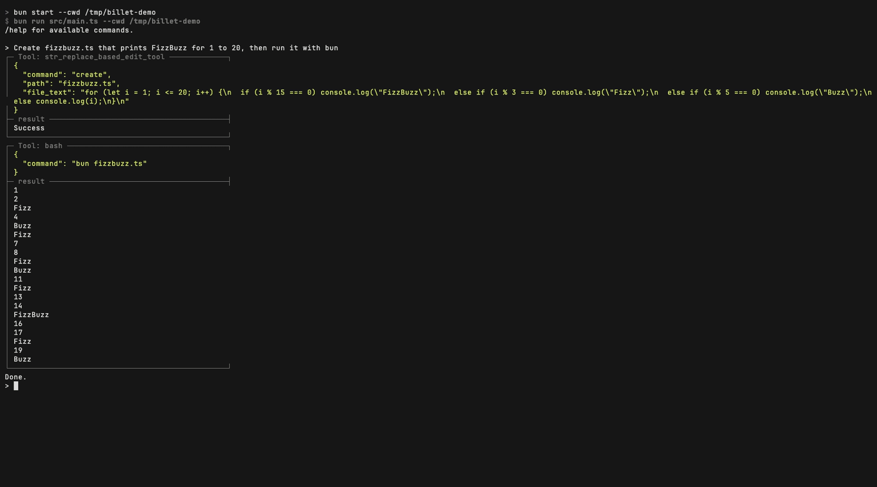 Billet terminal AI coding agent